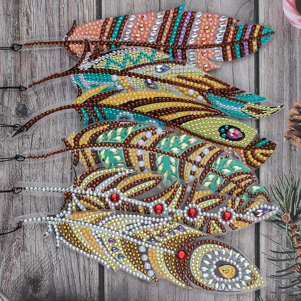 5D Diamond Painting Lesezeichen – Funkelnde Federträume