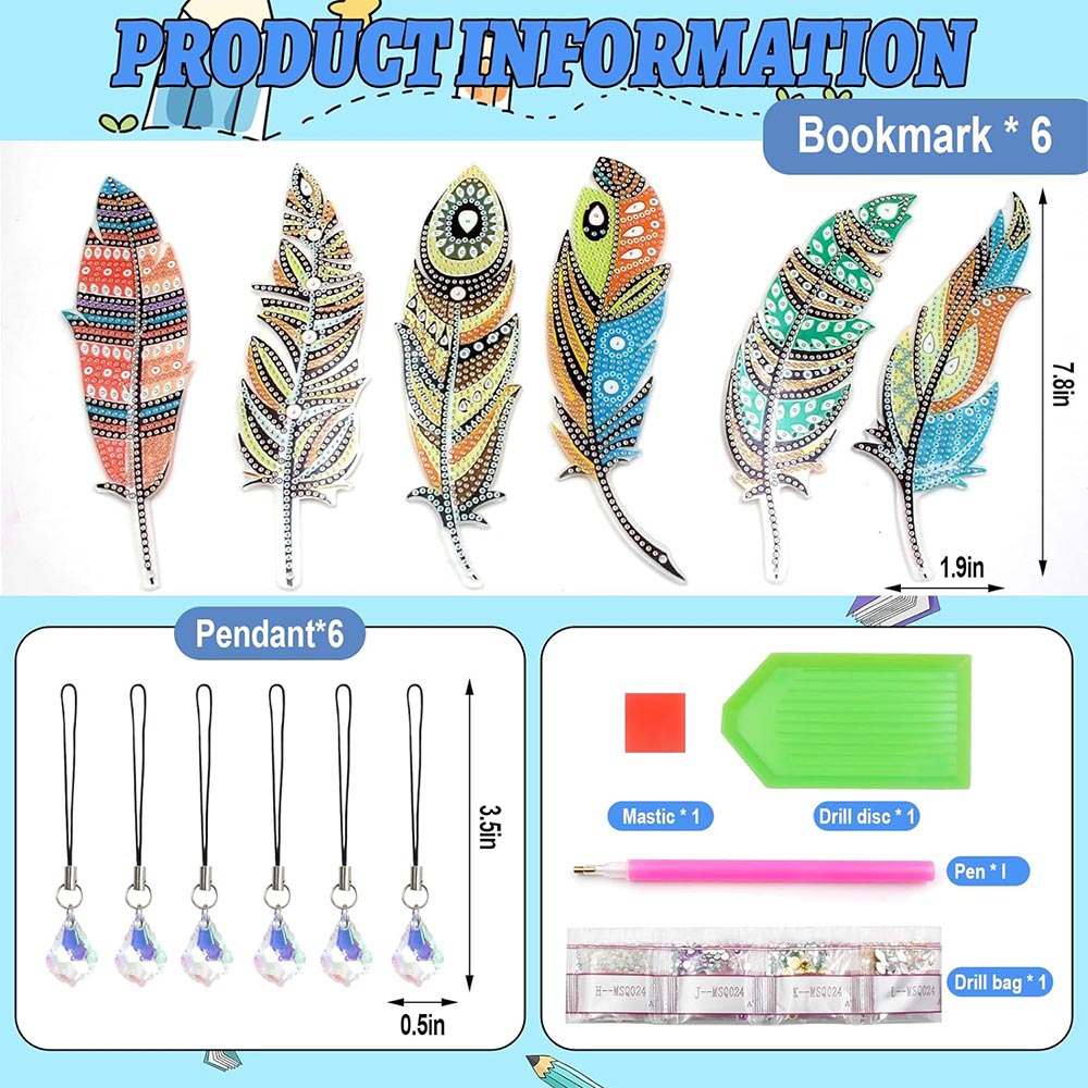 5D Diamond Painting Lesezeichen – Funkelnde Federträume