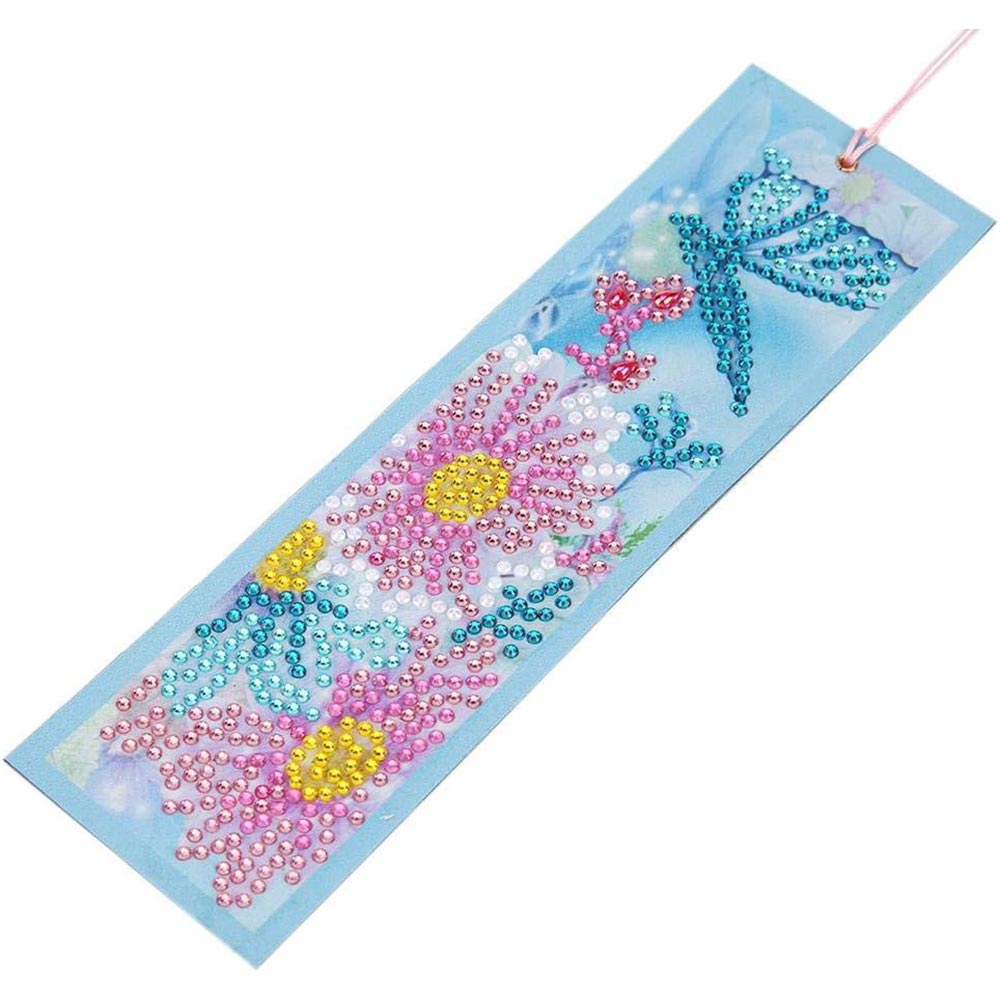 Diamond Painting Lesezeichen Blume mit Schmetterling, Unique-Diamond