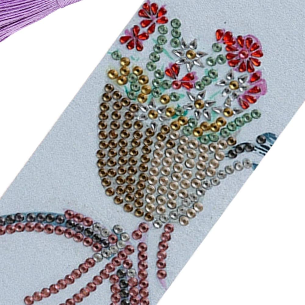 Diamond Painting Lesezeichen Fahrradkorb mit Blumen, Unique-Diamond
