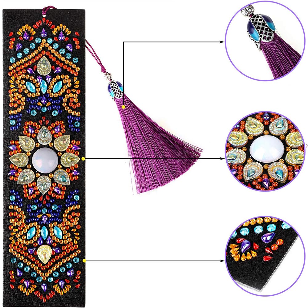 Diamond Painting Lesezeichen Mandala Blumen, Unique-Diamond