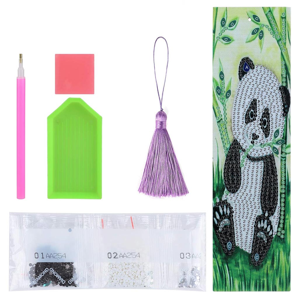 Diamond Painting Lesezeichen Panda, Unique-Diamond