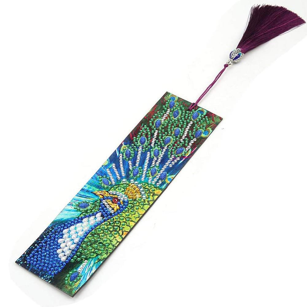 Diamond Painting Lesezeichen Pfau, Unique-Diamond