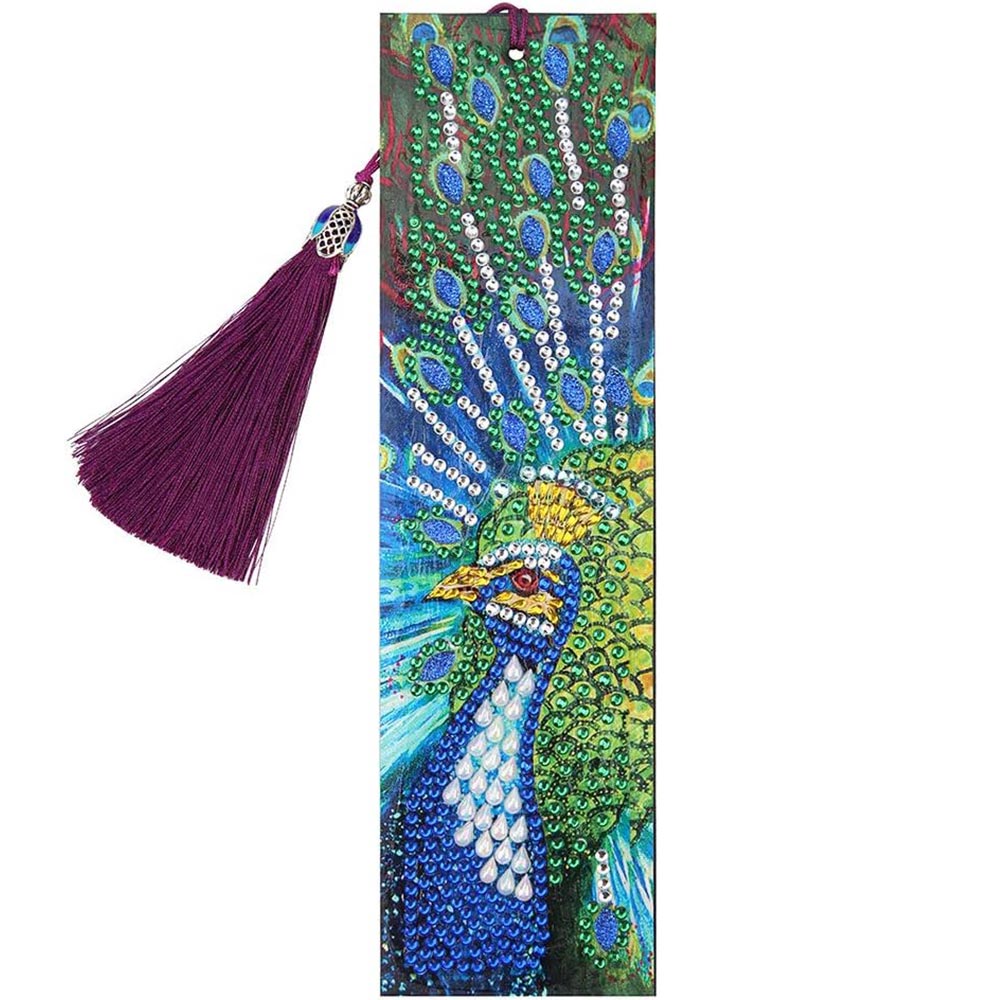 Diamond Painting Lesezeichen Pfau, Unique-Diamond