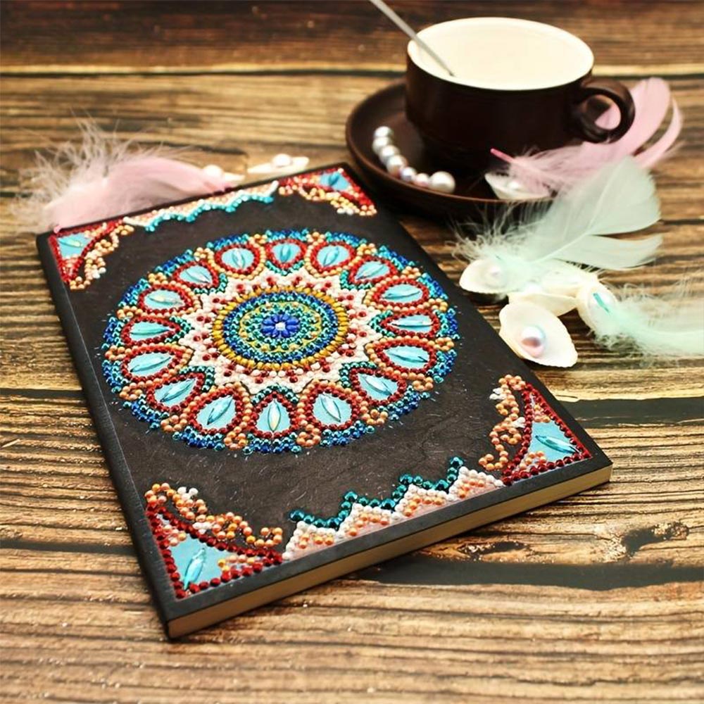 Diamond Painting Notizbuch Blaue Blume, Unique-Diamond