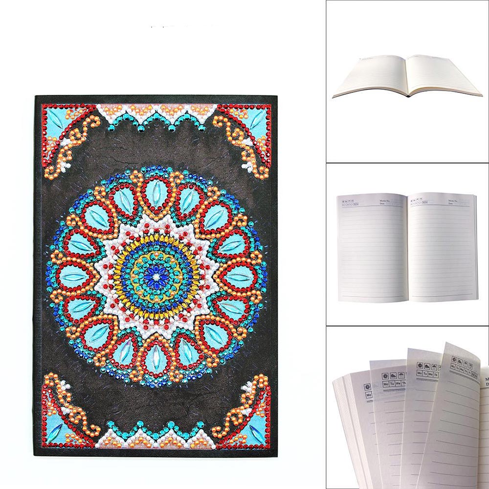 Diamond Painting Notizbuch Blaue Blume, Unique-Diamond