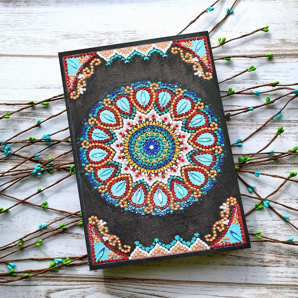 Diamond Painting Notizbuch Blaue Blume, Unique-Diamond