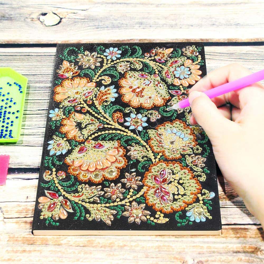Diamond Painting Notizbuch Blumen, Unique-Diamond