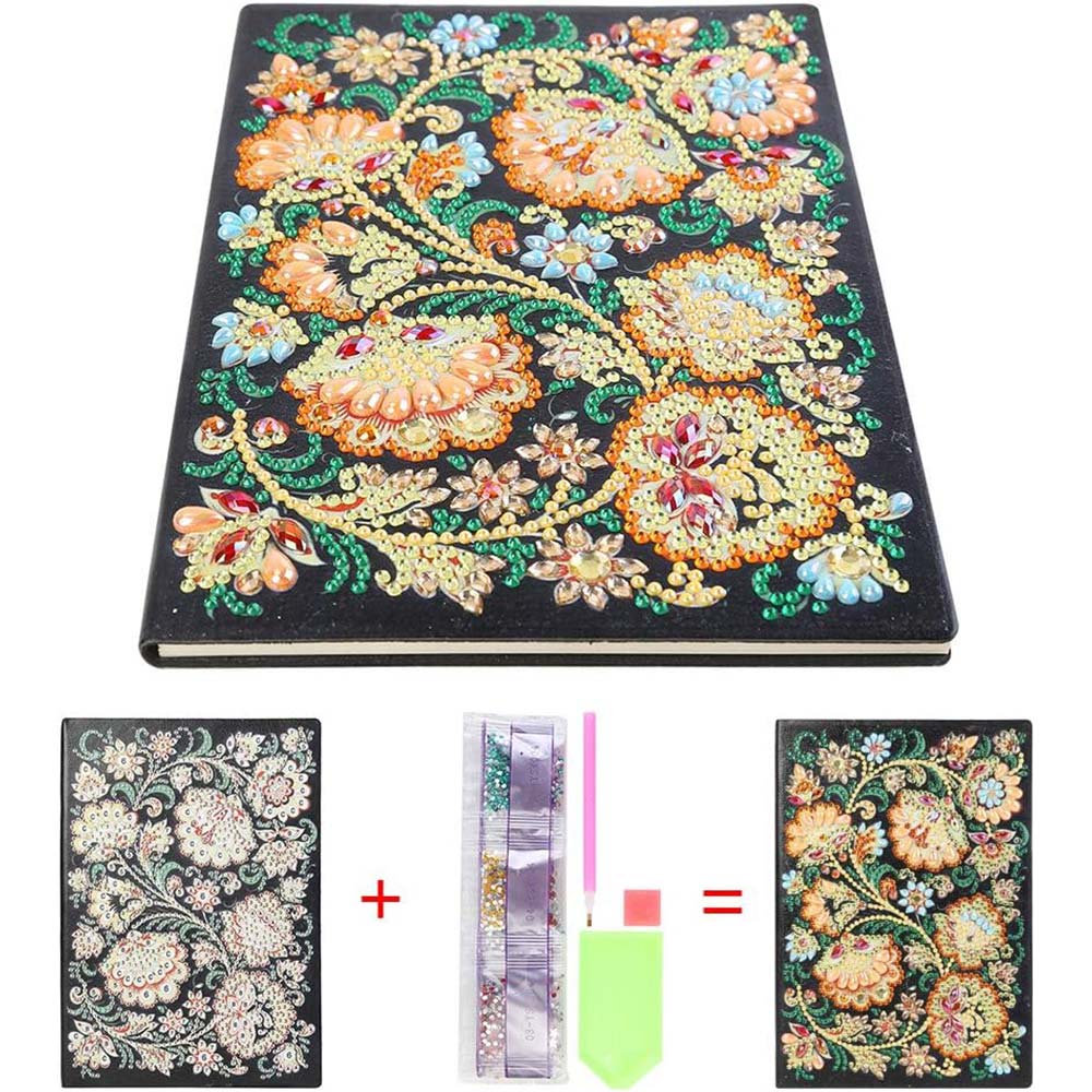Diamond Painting Notizbuch Blumen, Unique-Diamond