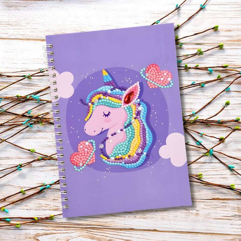 Diamond Painting Notizbuch Einhorn lila, Unique-Diamond