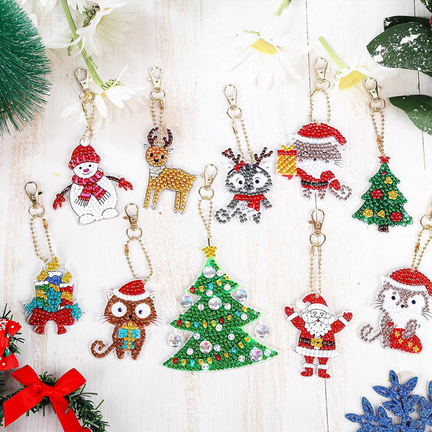 Diamond Painting Schlüsselanhänger Weihnachten 11 Stück, Unique-Diamond