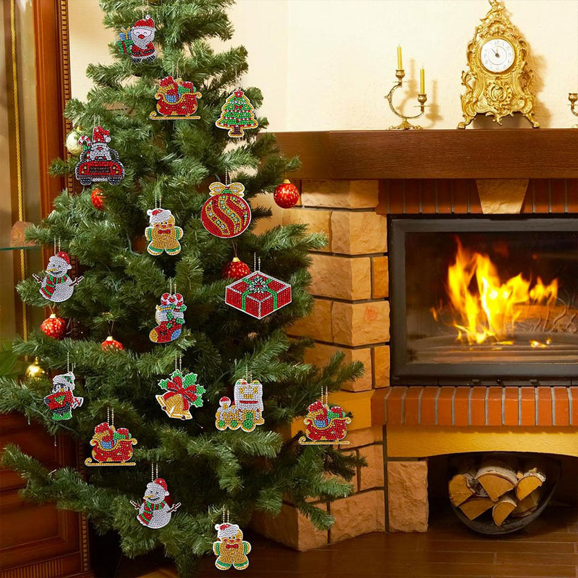 Diamond Painting Schlüsselanhänger Weihnachten 12 Stück, Unique-Diamond