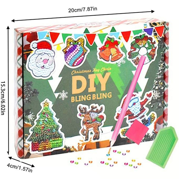 Diamond Painting Schlüsselanhänger Weihnachten 15 Stück, Unique-Diamond
