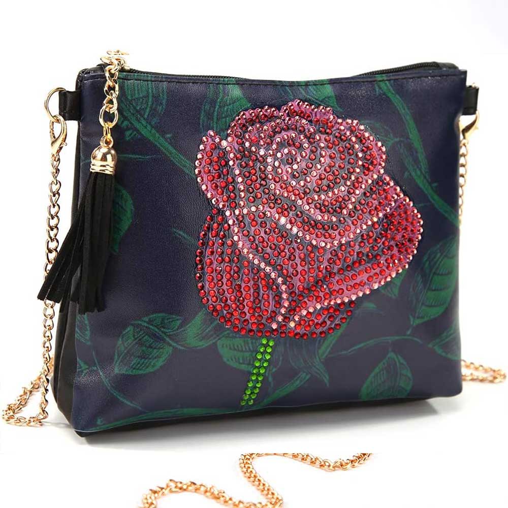 Diamond Painting Tasche Rote Rose, Unique-Diamond
