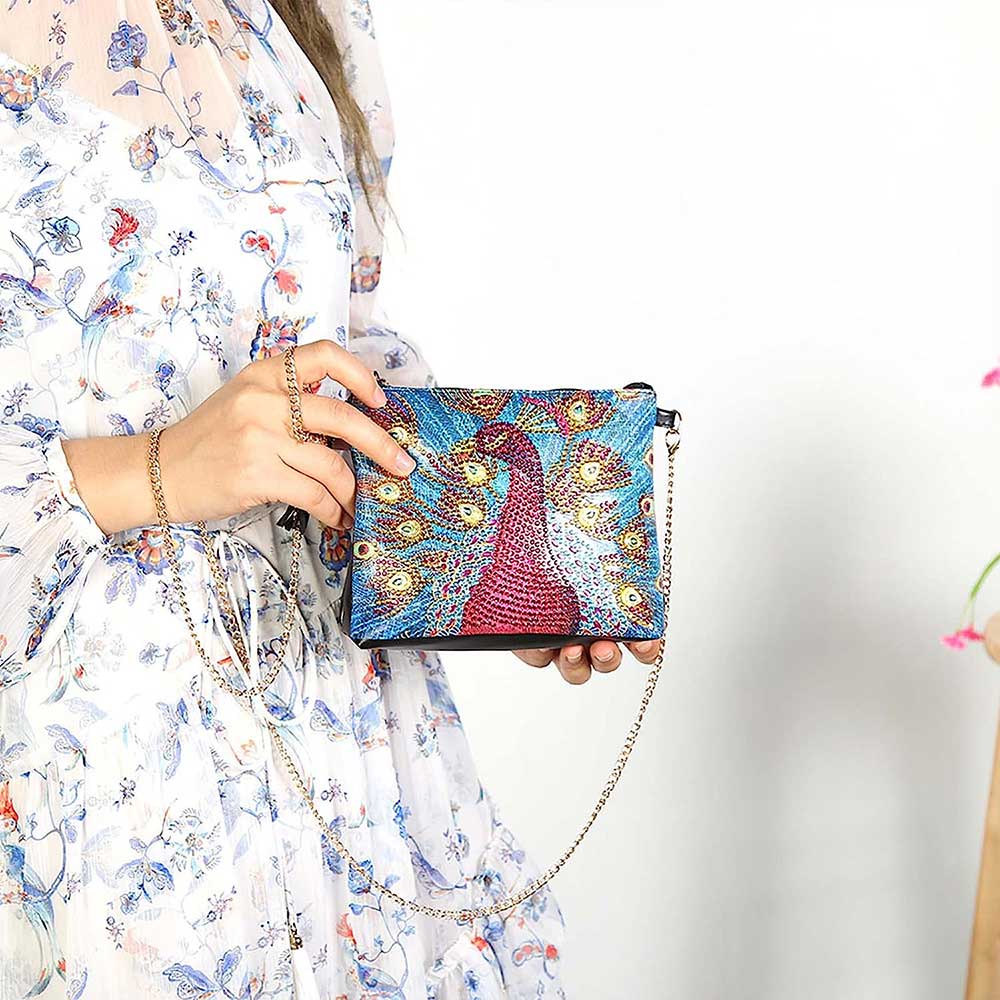 Diamond Painting Tasche Roter Pfau, Unique-Diamond