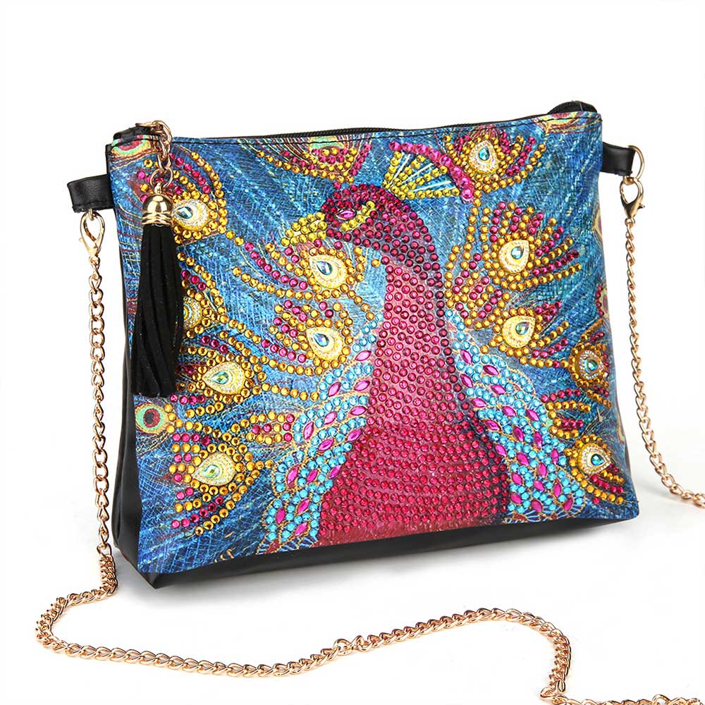 Diamond Painting Tasche Roter Pfau, Unique-Diamond