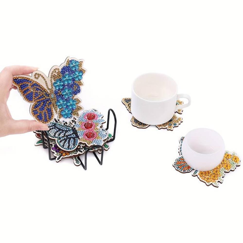 Diamond Painting Untersetzer Schmetterlinge, Unique-Diamond