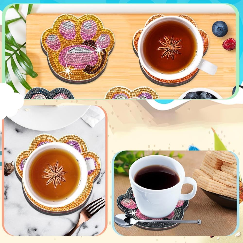 Diamond Painting Untersetzer – Pfotenliebe 6 Stück, Unique-Diamond