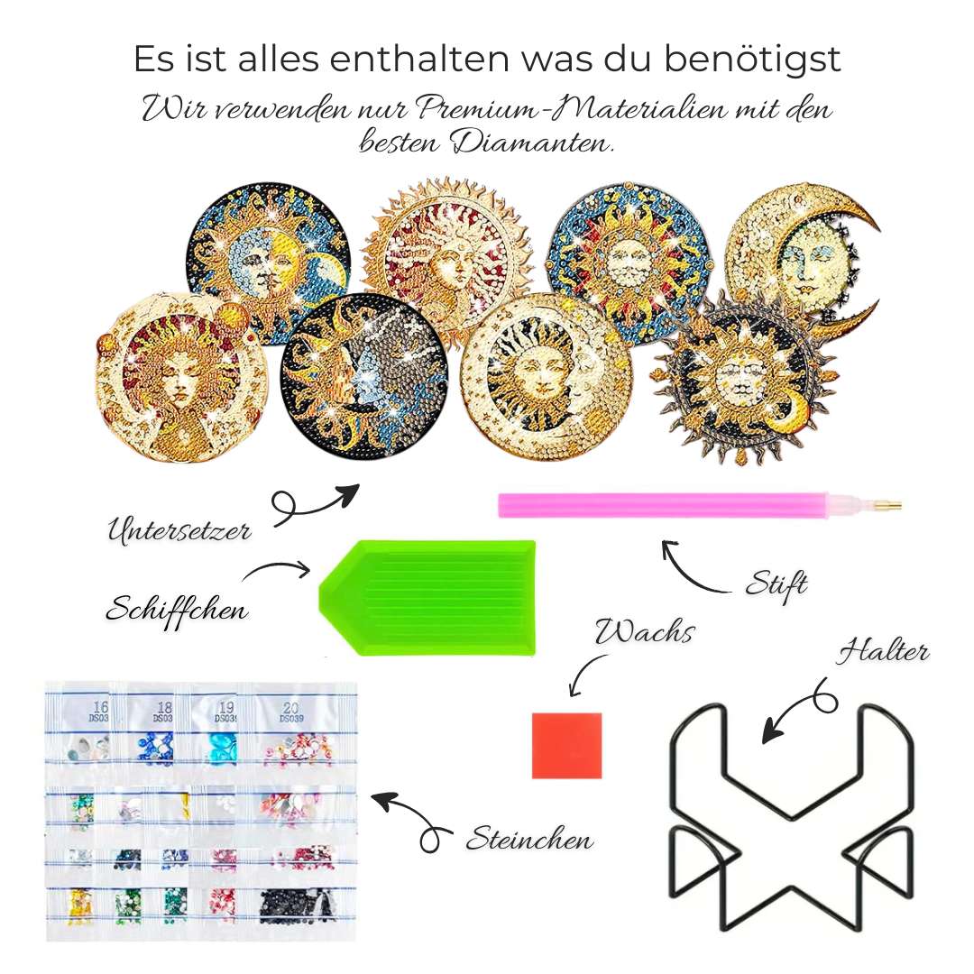 5D Diamond Painting Untersetzer Mond, Unique-Diamond