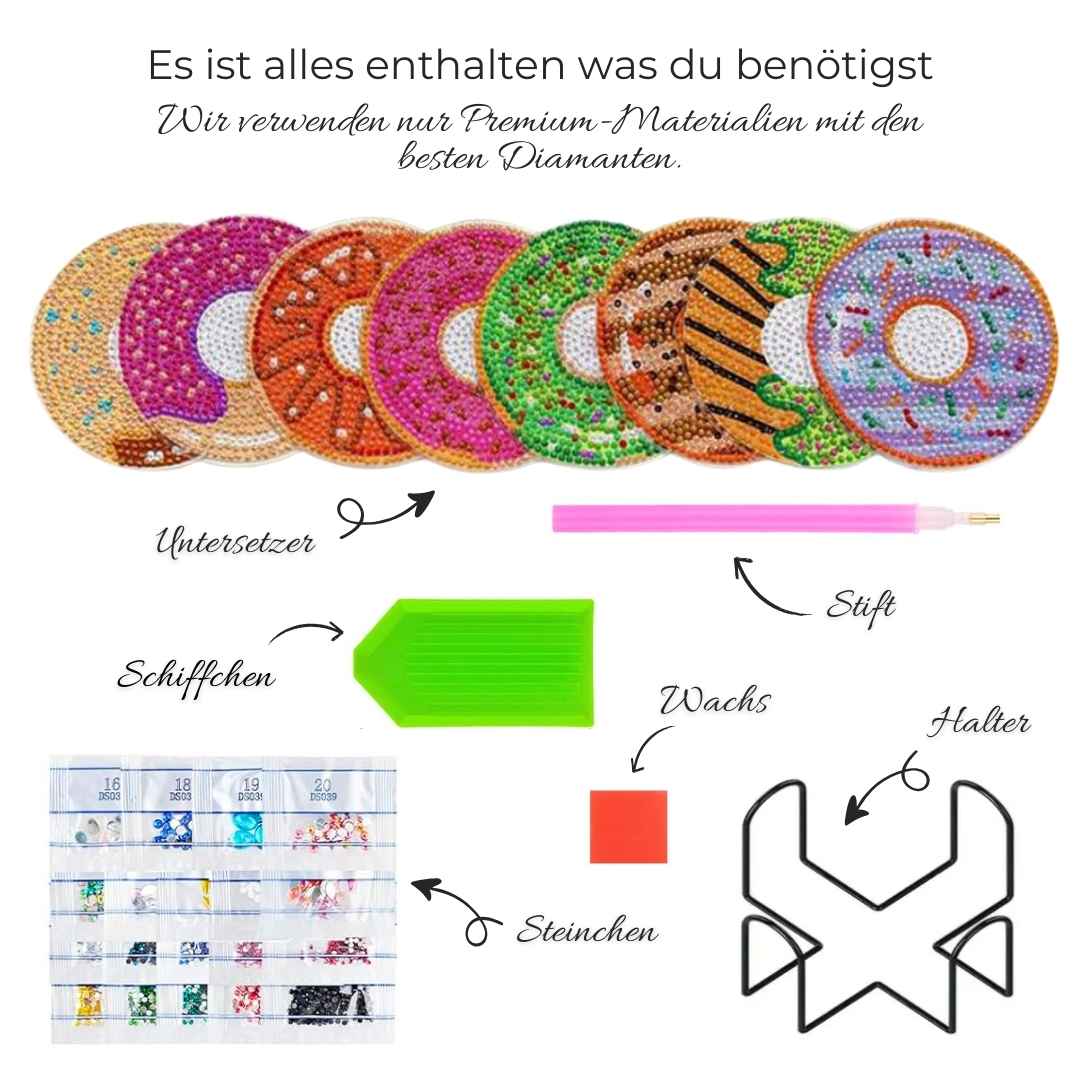 5D Diamond Painting Untersetzer Donuts, Unique-Diamond