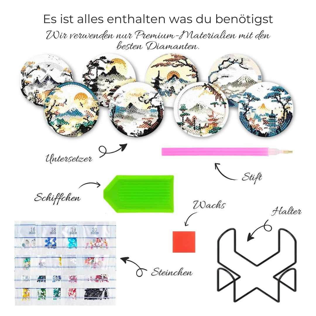 5D Diamond Painting Untersetzer Landschaft, Unique-Diamond