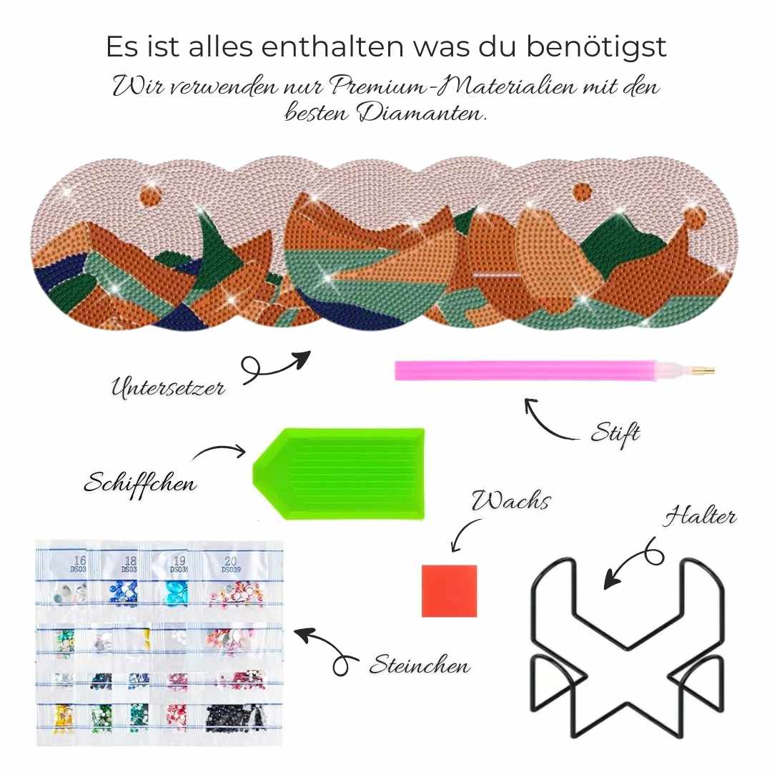 5D Diamond Painting Untersetzer Landschaft, Unique-Diamond
