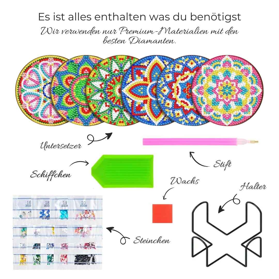 5D Diamond Painting Untersetzer Mandala, Unique-Diamond