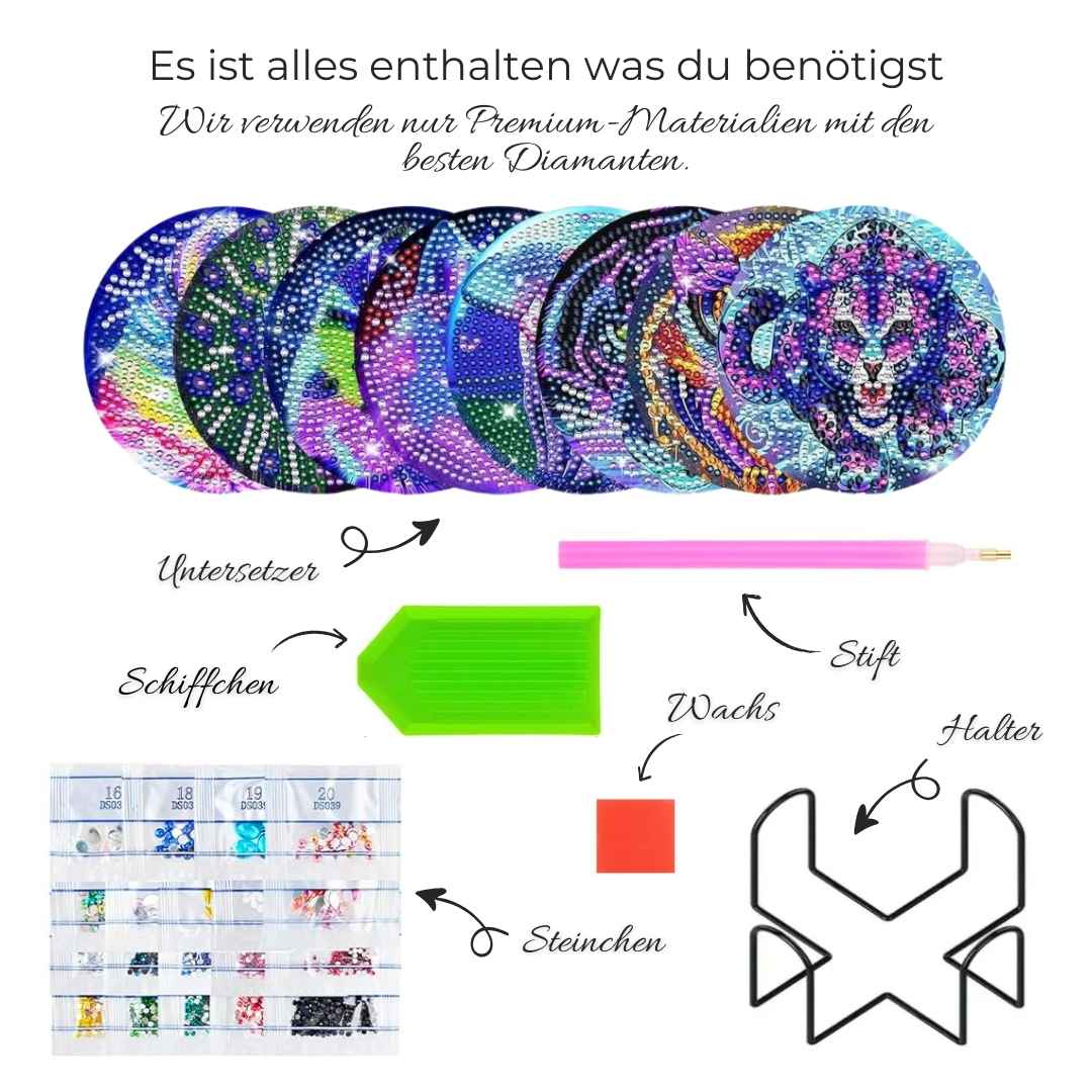 5D Diamond Painting Untersetzer Tiere Unique-Diamond