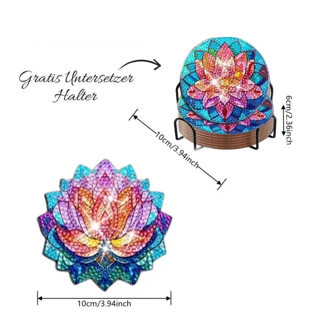 5D Diamond Painting Untersetzer – Lotusblumen Eleganz, Unique-Diamond