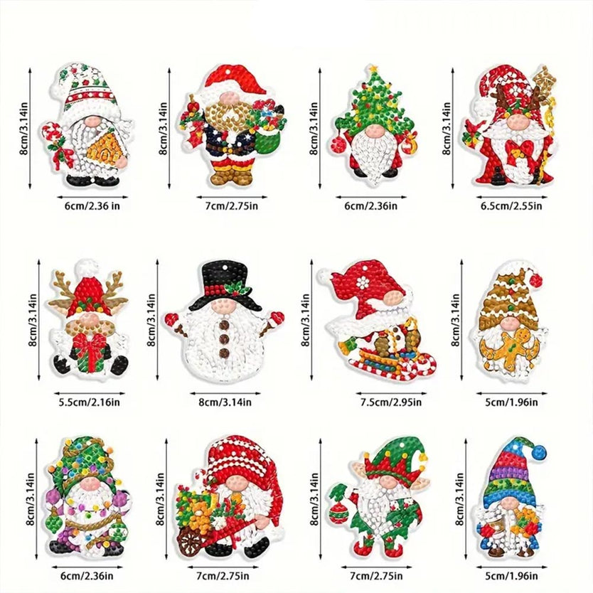 Diamond Painting Weihnachtsbaum Anhänger Wichtel 12st Set