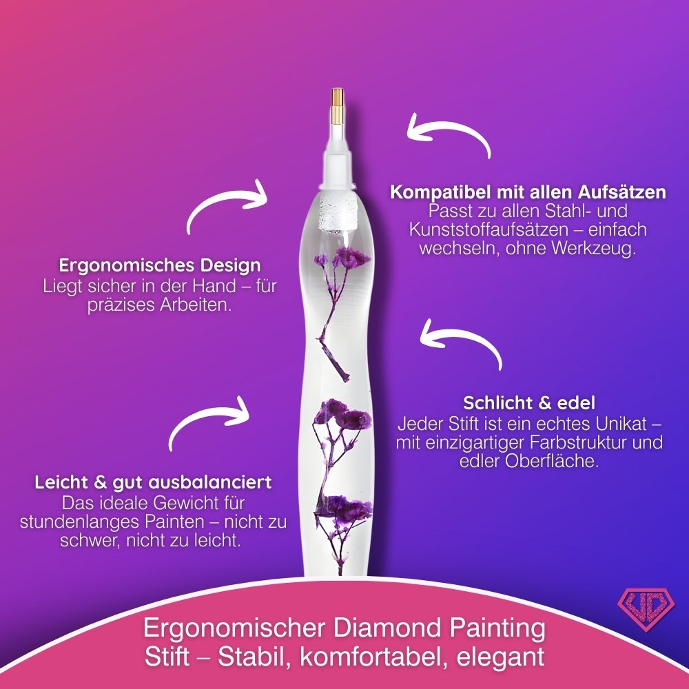 Diamond Painting Ergonomischer Premium-Stift – Violet Blossom Unique-Diamond
