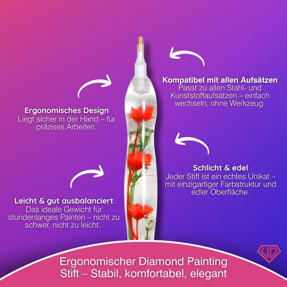Diamond Painting Ergonomischer Premium-Stift – Scarlet Bloom Unique-Diamond