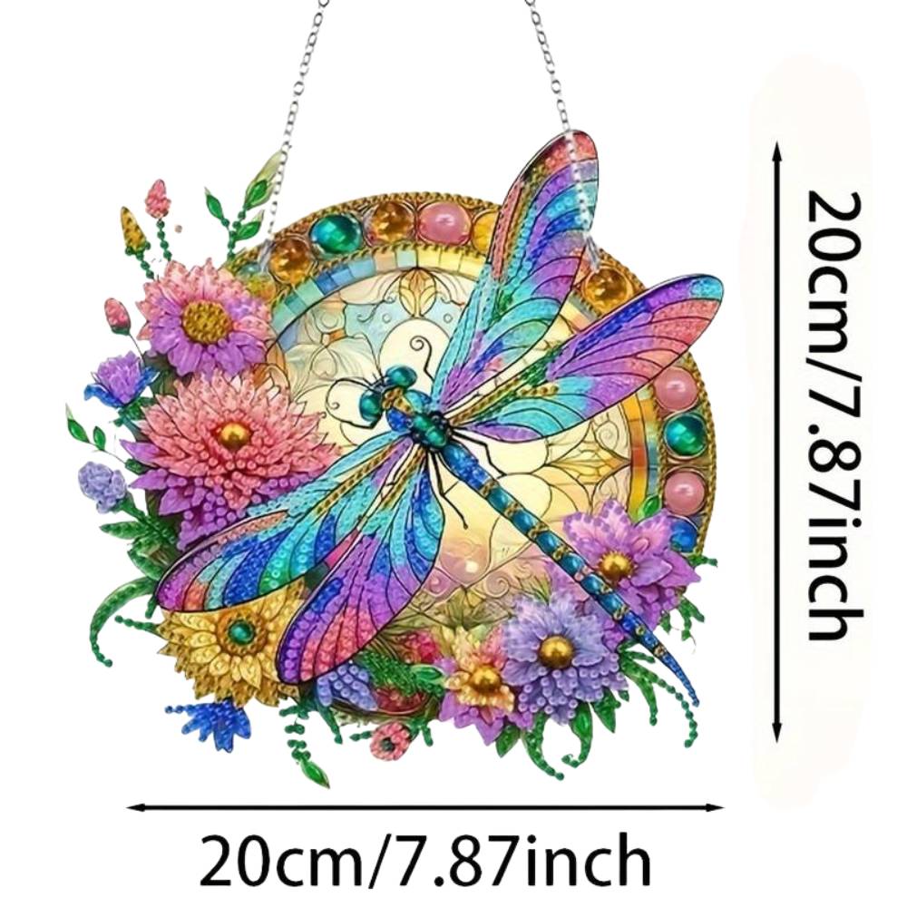 5D Diamond Painting Türanhänger Libelle, Unique-Diamond