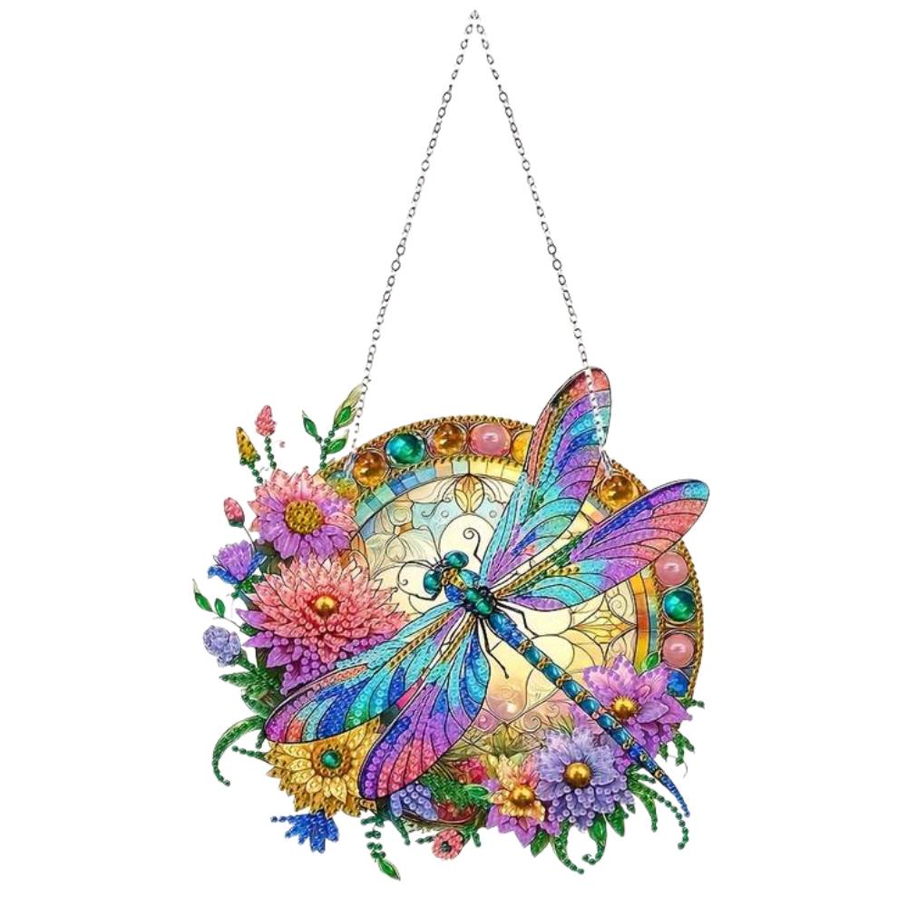 5D Diamond Painting Türanhänger Libelle, Unique-Diamond