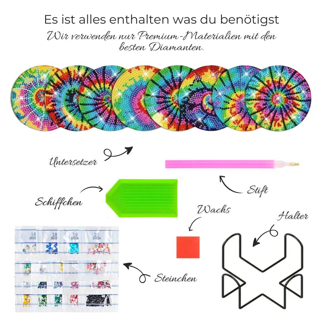 5D Diamond Painting Untersetzer Spirale, Unique-Diamond