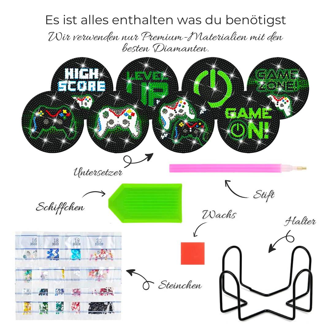 5D Diamond Painting Untersetzer Gaming, Unique-Diamond