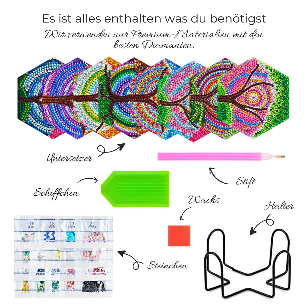 5D Diamond Painting Untersetzer Baum des Lebens, Unique-Diamond