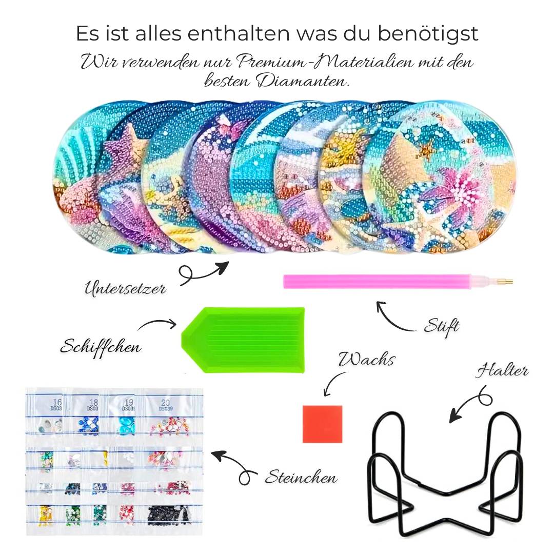5D Diamond Painting Untersetzer – Meereszauber, Unique-Diamond
