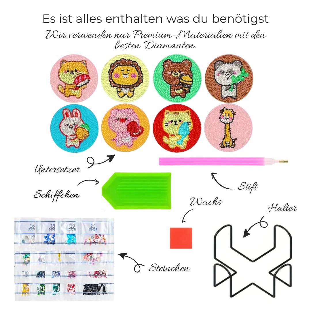 5D Diamond Painting Untersetzer – Tierischer Spaß, Unique-Diamond
