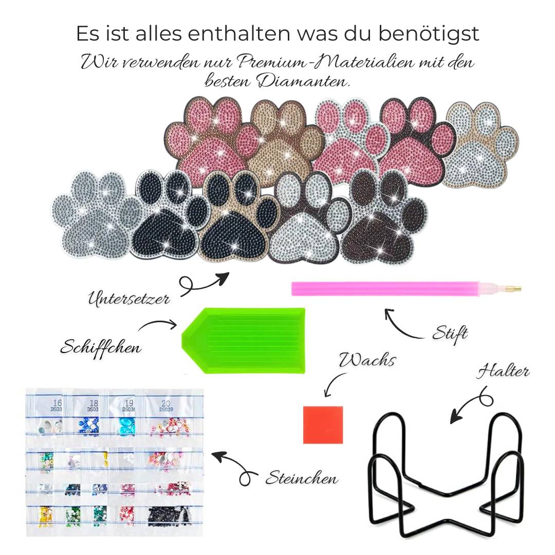 5D Diamond Painting Untersetzer – Elegante Pfoten, Unique-Diamond