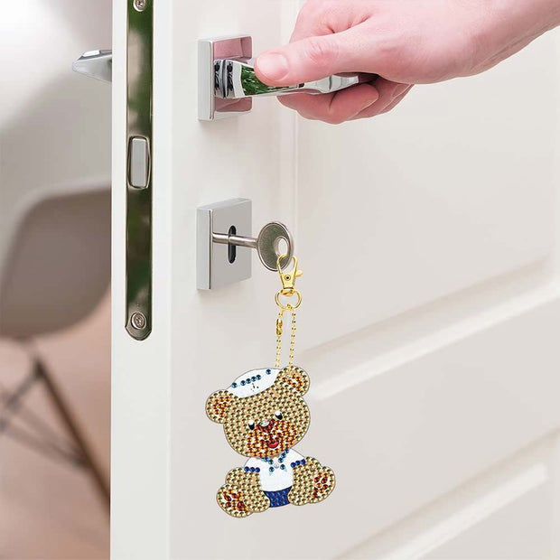 5D Diamond Painting Anhänger – Goldbären auf großer Reise 5 Stück