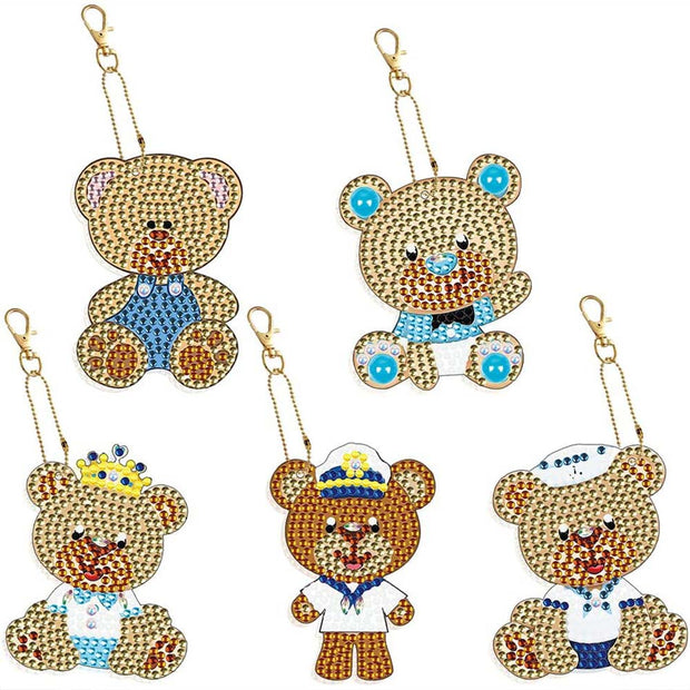 5D Diamond Painting Anhänger – Goldbären auf großer Reise 5 Stück