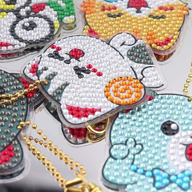 5D Diamond Painting Schlüsselanhänger Cats 5 Stück, Unique-Diamond