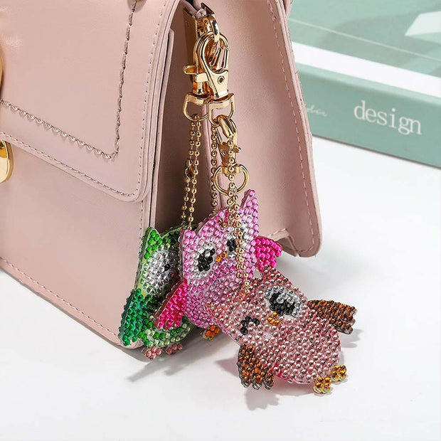 5D Diamond Painting Schlüsselanhänger Eulen 5 Stück, Unique-Diamond