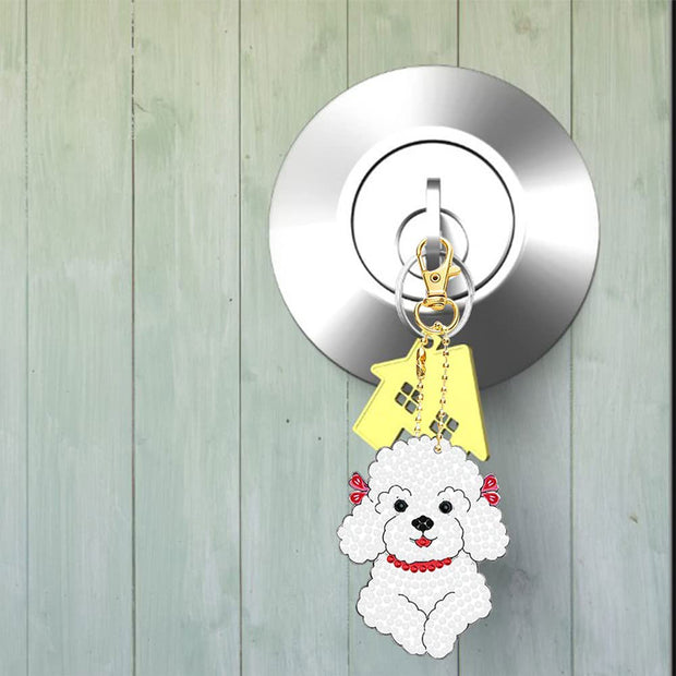 5D Diamond Painting Schlüsselanhänger Hunde 5 Stück, Unique-Diamond