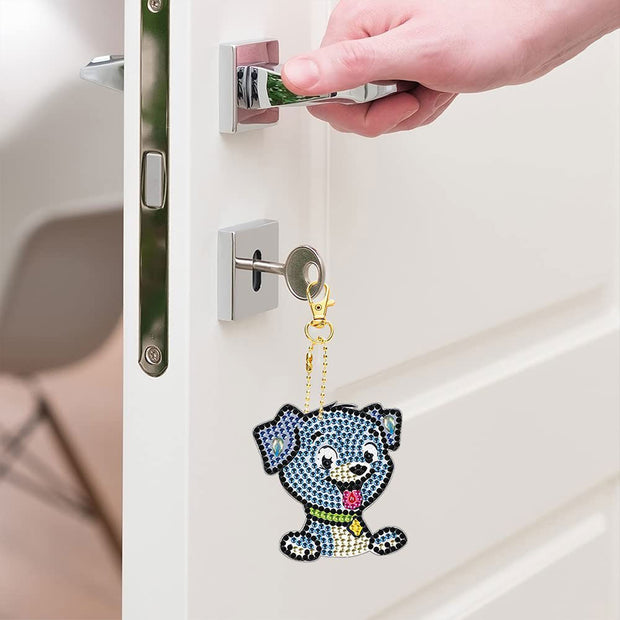 5D Diamond Painting Schlüsselanhänger Hunde 5 Stück, Unique-Diamond