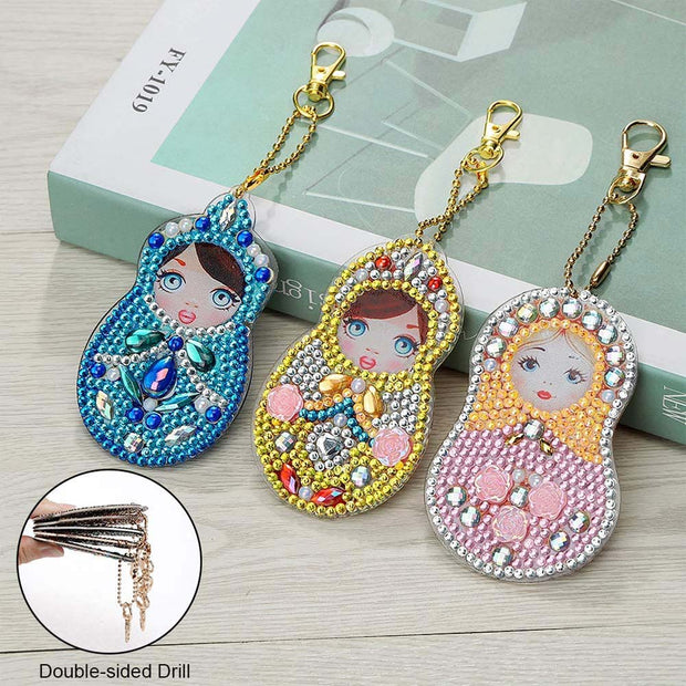 5D Diamond Painting Schlüsselanhänger Matrjoschka, Unique-Diamond