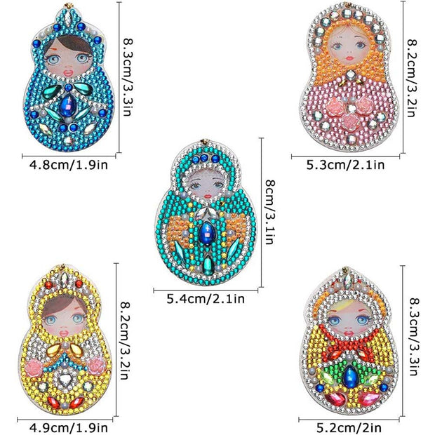 5D Diamond Painting Schlüsselanhänger Matrjoschka, Unique-Diamond