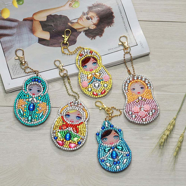 5D Diamond Painting Schlüsselanhänger Matrjoschka, Unique-Diamond