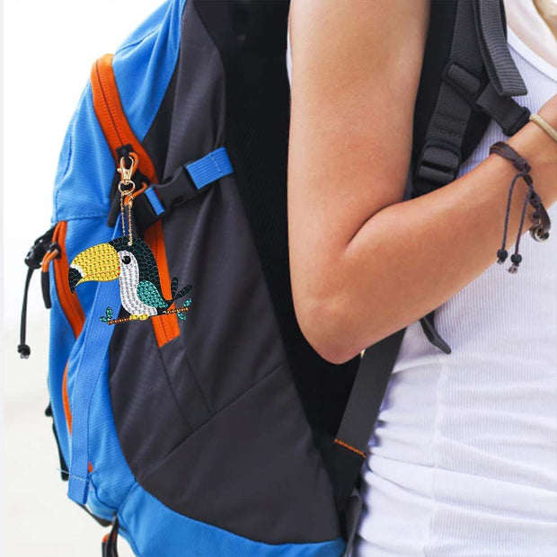 5D Diamond Painting Schlüsselanhänger Papageien 5 Stück Unique-Diamond